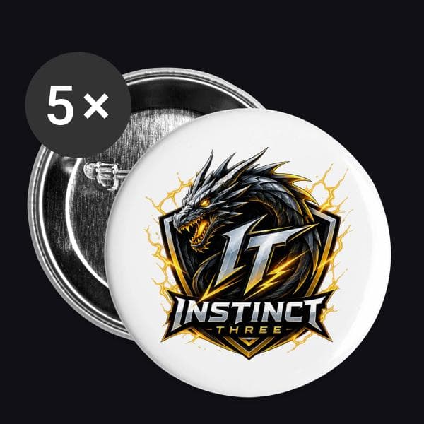 Instinct Three New Logo auf Buttons groß 56 mm (5er Pack)