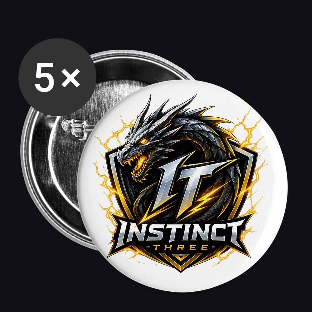 Instinct Three New Logo auf Buttons klein 25 mm (5er Pack), Farbe Weiß