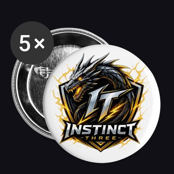 Instinct Three New Logo auf Buttons klein 25 mm (5er Pack)
