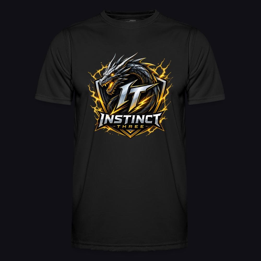 Instinct Three New Logo auf Männer Funktions-T-Shirt, Farbe Schwarz
