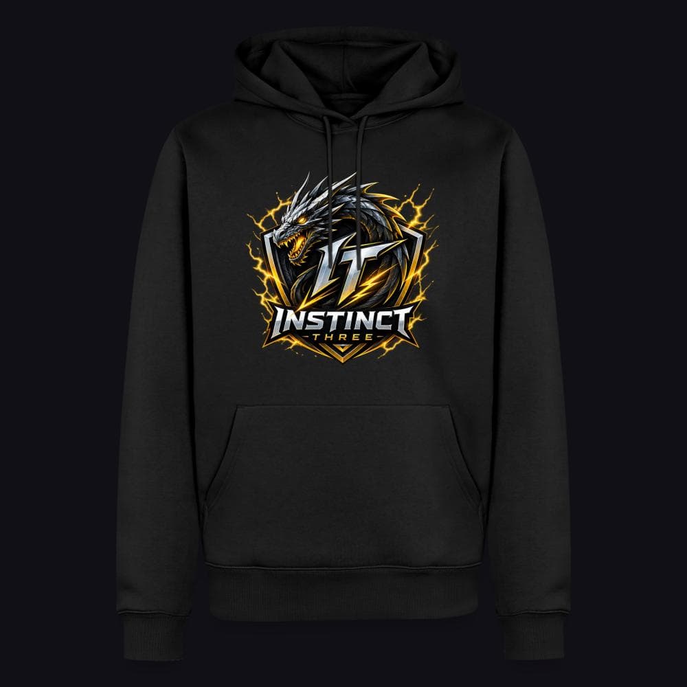 Instinct Three New Logo auf Männer Premium Bio Hoodie, Farbe Schwarz