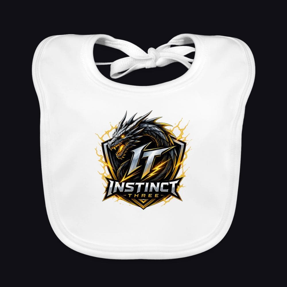 Instinct Three New Logo auf Baby Bio-Lätzchen, Farbe Weiß