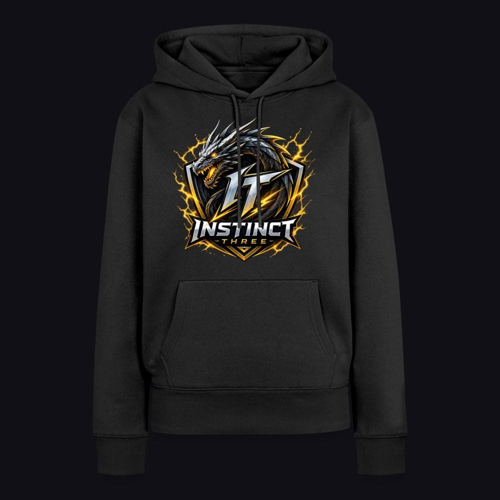 Instinct Three New Logo auf Frauen Premium Bio Hoodie, Farbe Schwarz