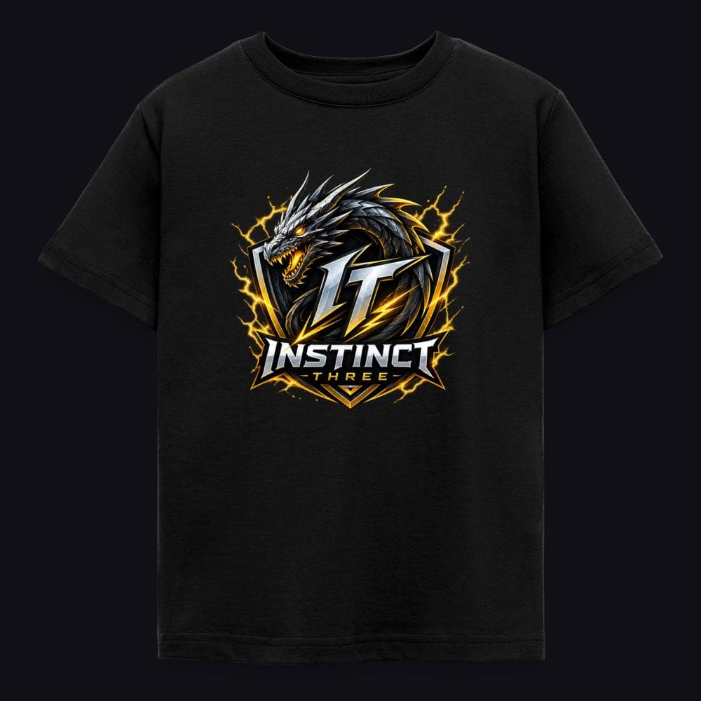 Instinct Three New Logo auf Kinder T-Shirt, Farbe Schwarz