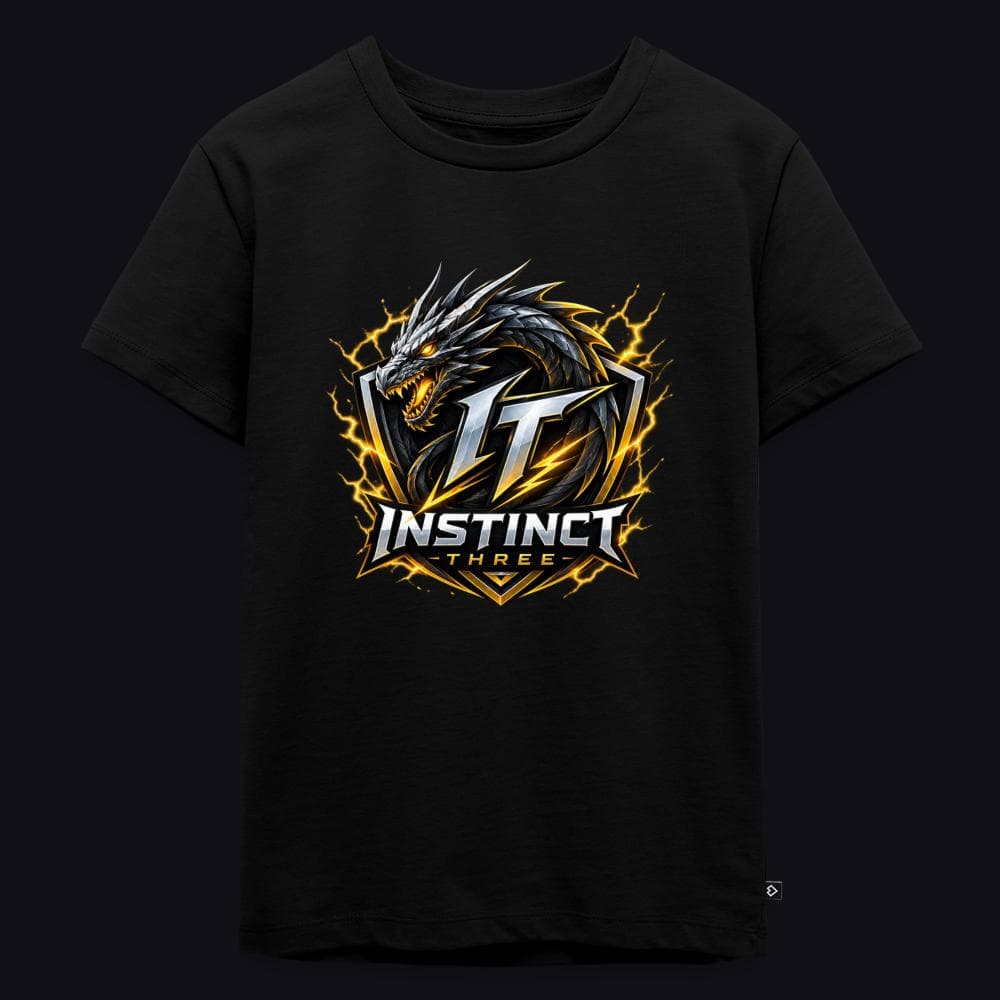 Instinct Three New Logo auf Kinder Premium Bio T-Shirt, Farbe Schwarz