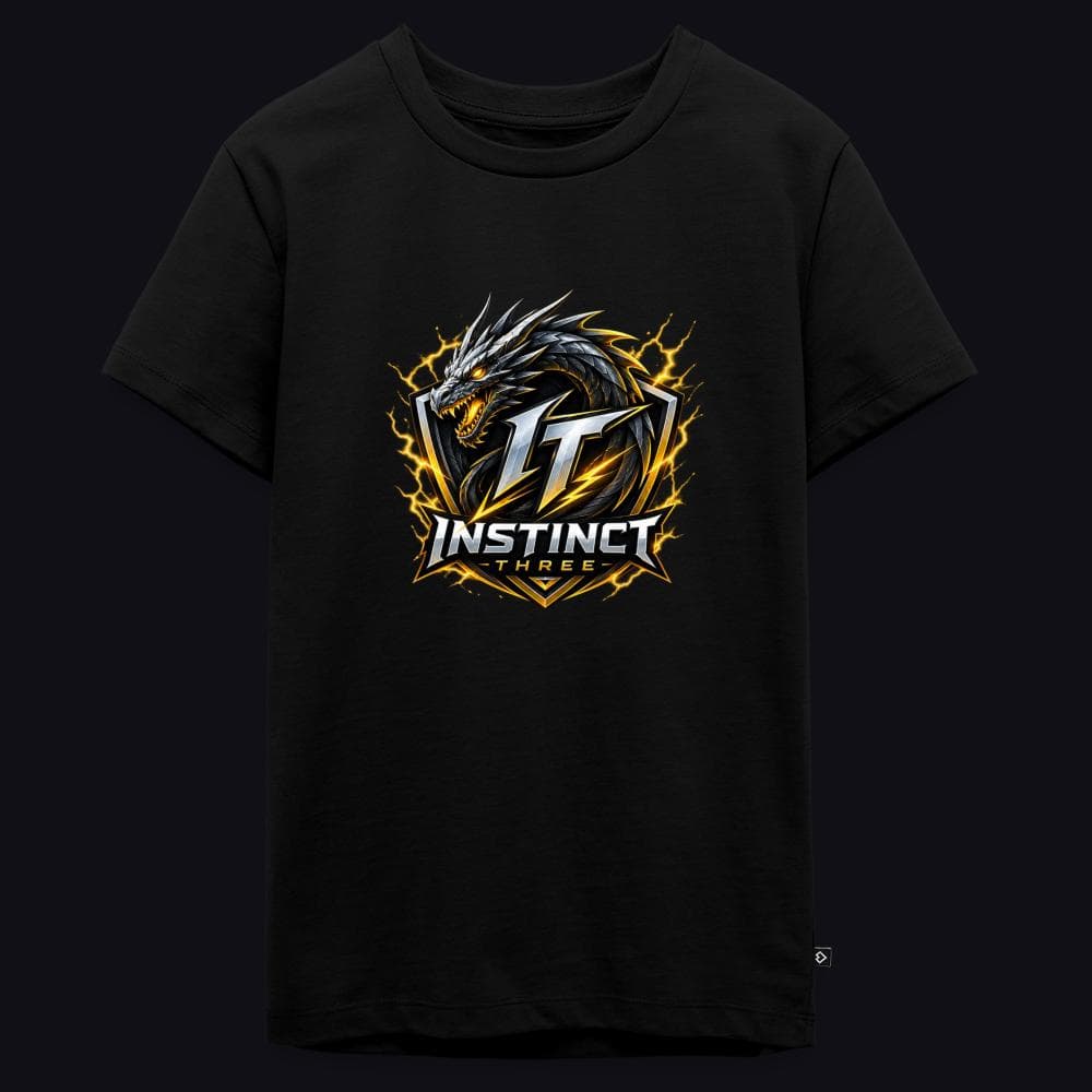 Instinct Three New Logo auf Teenager Premium Bio T-Shirt, Farbe Schwarz