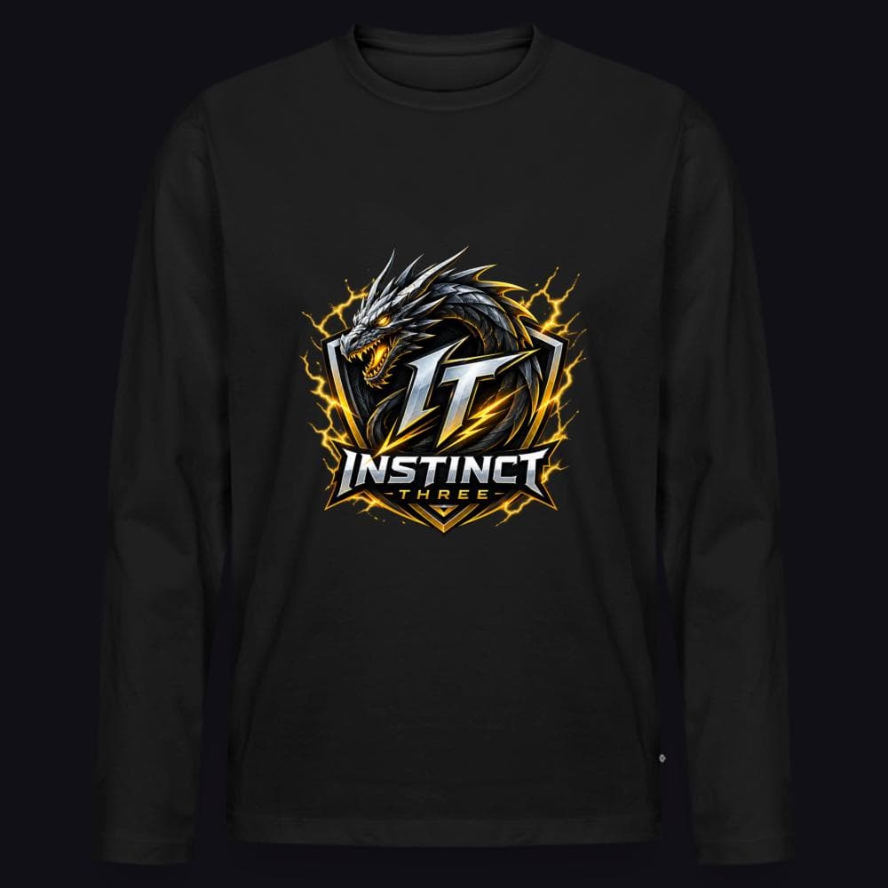 Instinct Three New Logo auf Männer Premium Bio Langarmshirt, Farbe Schwarz