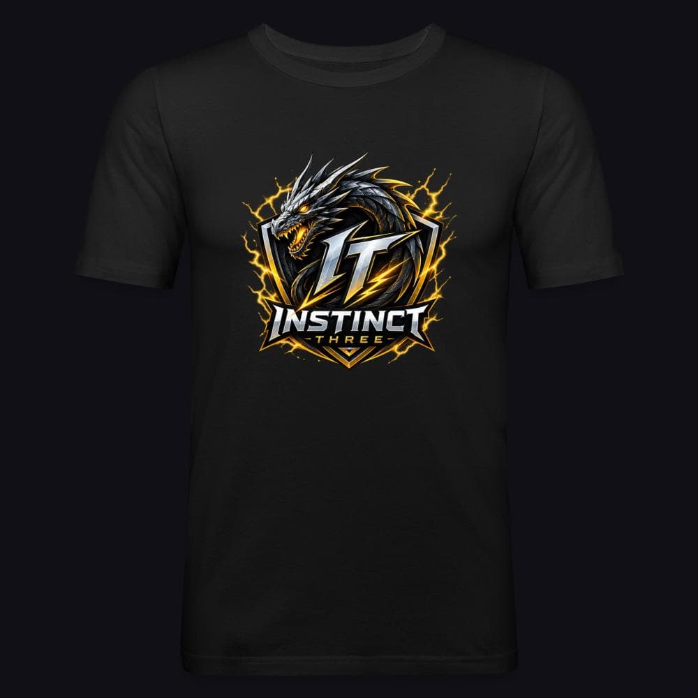 Instinct Three New Logo auf Männer Slim Fit T-Shirt, Farbe Schwarz