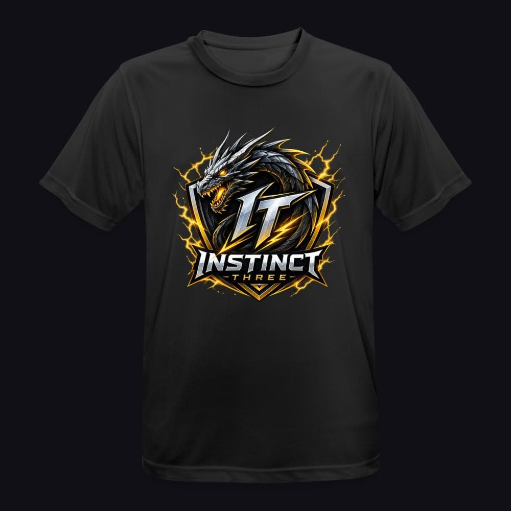 Instinct Three New Logo auf Männer T-Shirt atmungsaktiv, Farbe Schwarz